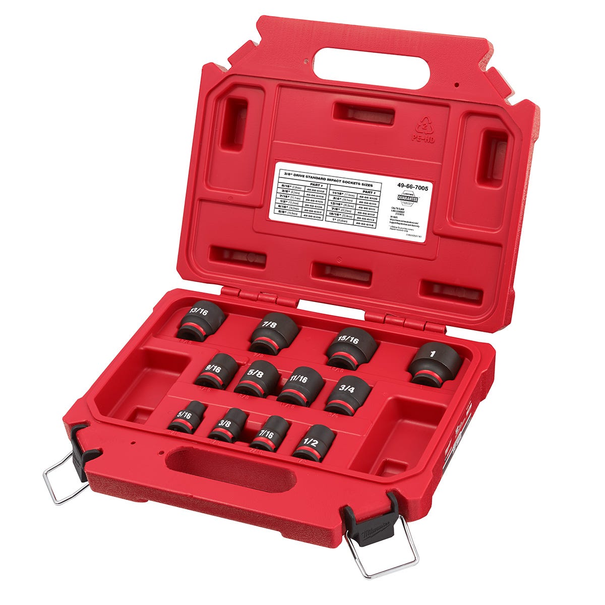 Milwaukee 49-66-7005 12-Piece SHOCKWAVE 3/8-Inch Drive SAE Standard 6-Point Impact Duty Socket Set