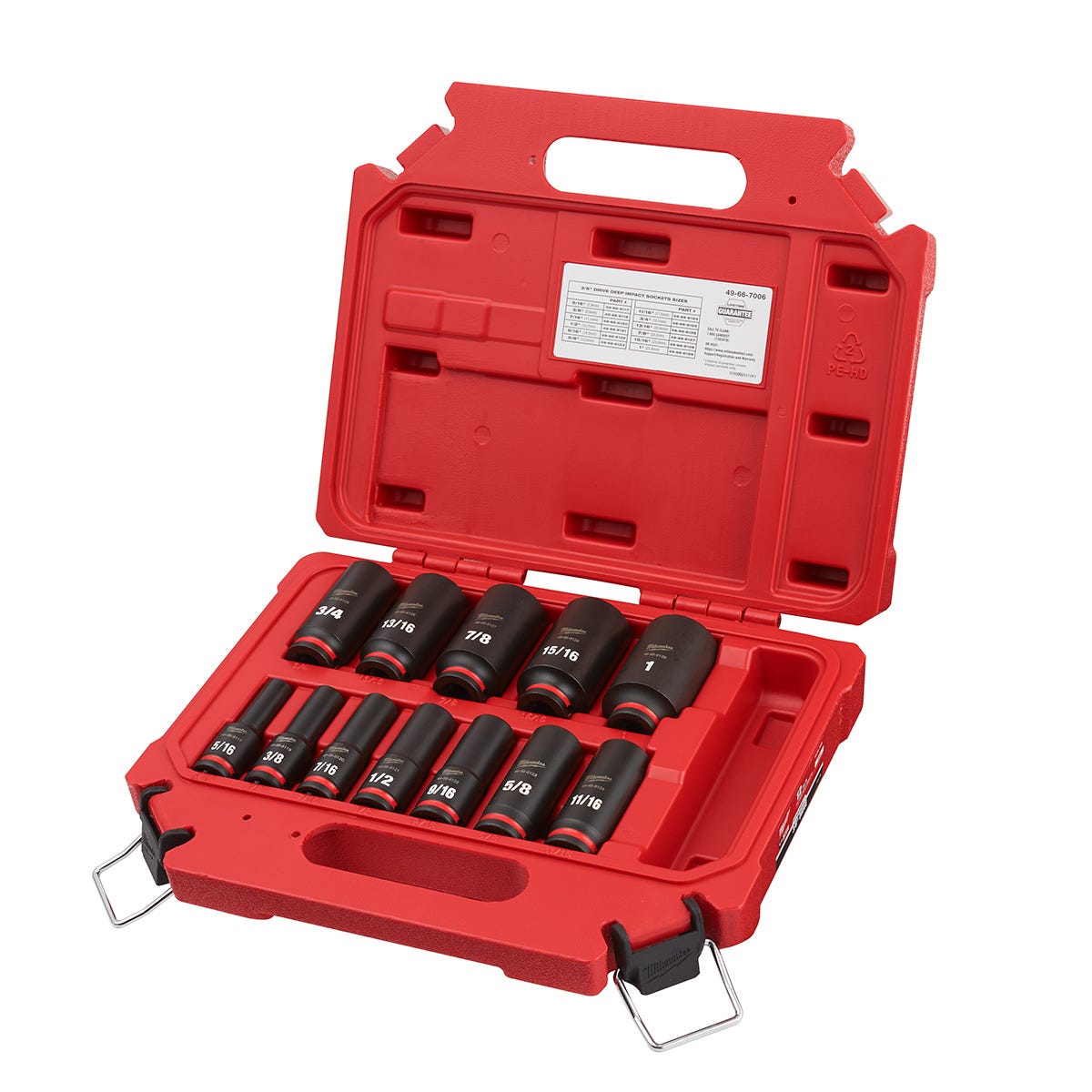 Milwaukee 49-66-7006 12-Piece SHOCKWAVE 3/8-Inch Drive SAE Deep 6-Point Impact Duty Socket Set
