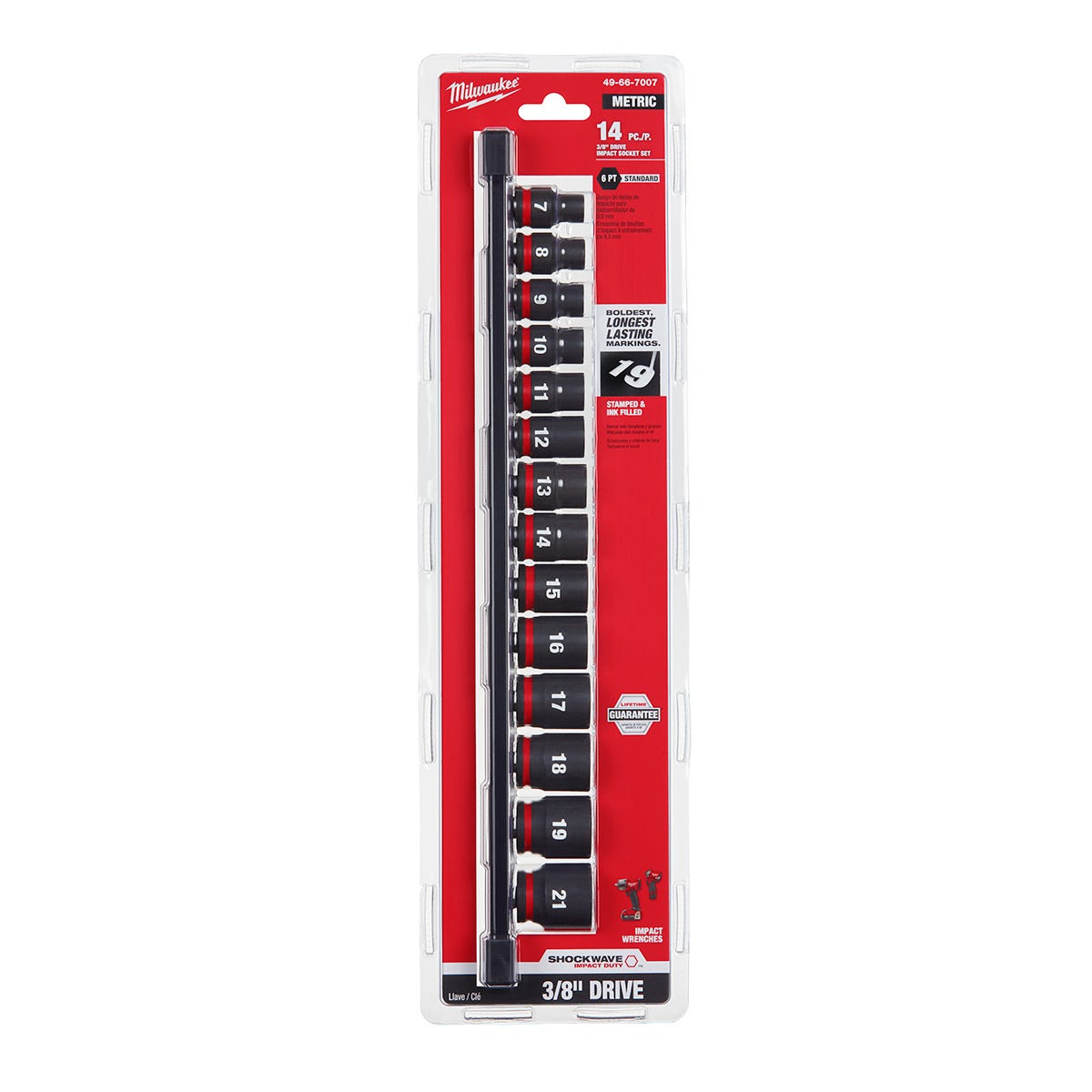 Milwaukee 49-66-7007 14-Piece SHOCKWAVE 3/8-Inch Drive Metric Standard 6-Point Impact Duty Socket Set