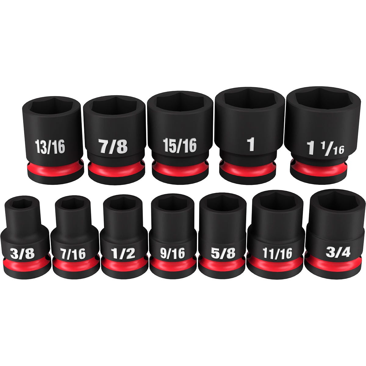 Milwaukee 49-66-7010 12-Piece SHOCKWAVE 1/2-Inch Drive SAE Standard 6-Point Impact Duty Socket Set