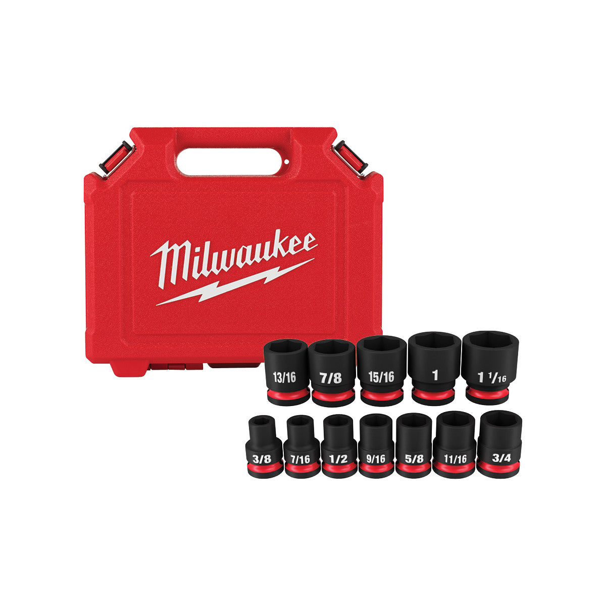 Milwaukee 49-66-7010 12-Piece SHOCKWAVE 1/2-Inch Drive SAE Standard 6-Point Impact Duty Socket Set