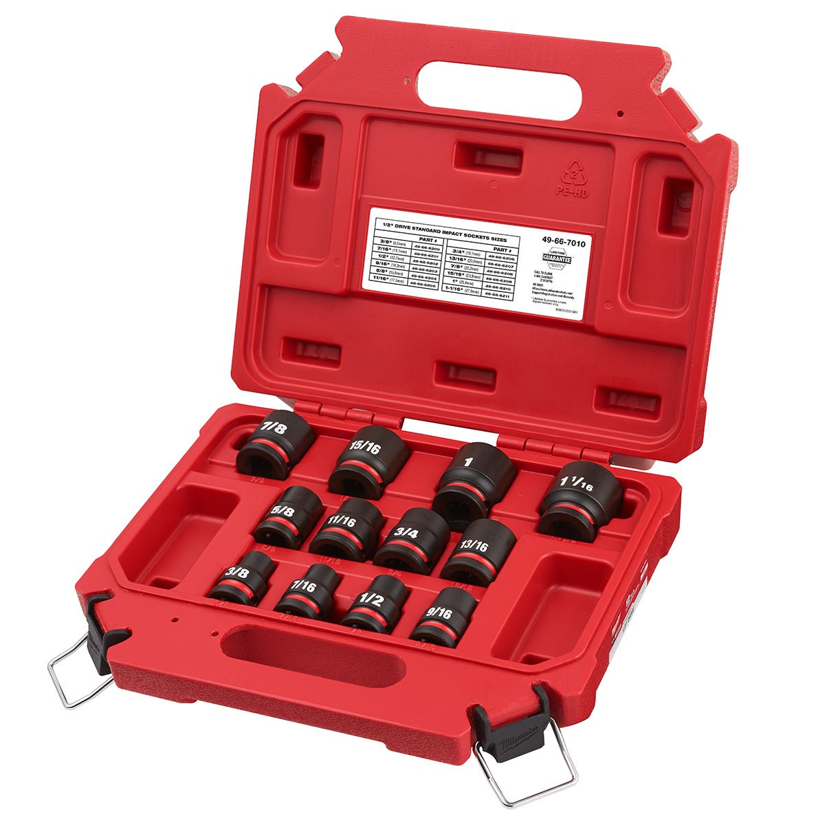 Milwaukee 49-66-7010 12-Piece SHOCKWAVE 1/2-Inch Drive SAE Standard 6-Point Impact Duty Socket Set