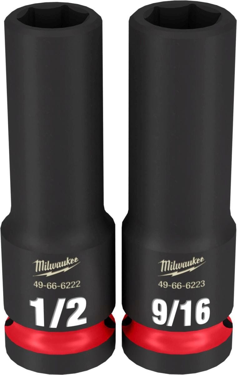 Milwaukee 49-66-7011 12-Piece SHOCKWAVE 1/2-Inch Drive SAE Deep 6-Point Impact Duty Socket Set