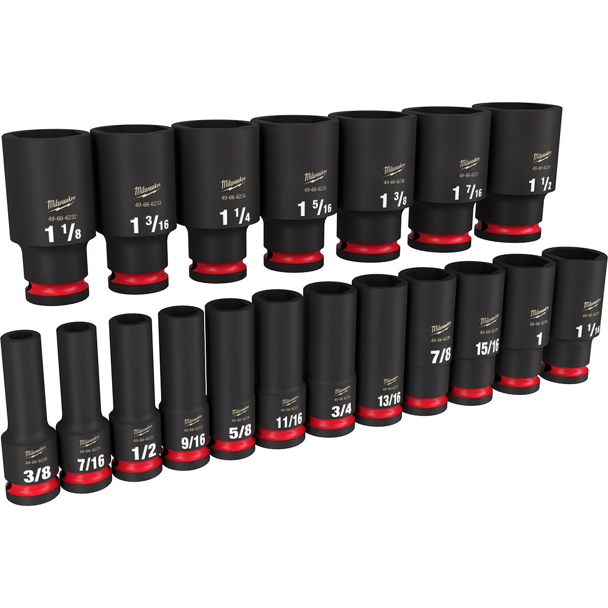 Milwaukee 49-66-7012 19-Piece SHOCKWAVE 1/2-Inch Drive SAE Deep 6-Point Impact Duty Socket Set
