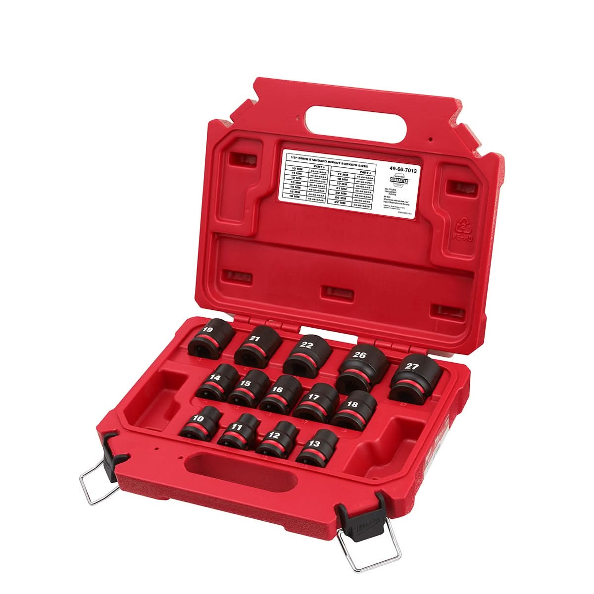 Milwaukee 49-66-7013 14-Piece SHOCKWAVE 1/2-Inch Drive Metric Standard 6-Point Impact Duty Socket Set (PROMO)