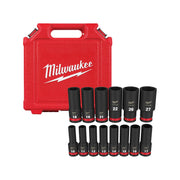 Milwaukee 49-66-7014 14-Piece SHOCKWAVE 1/2-Inch Drive Metric Deep 6-Point Impact Duty Socket Set