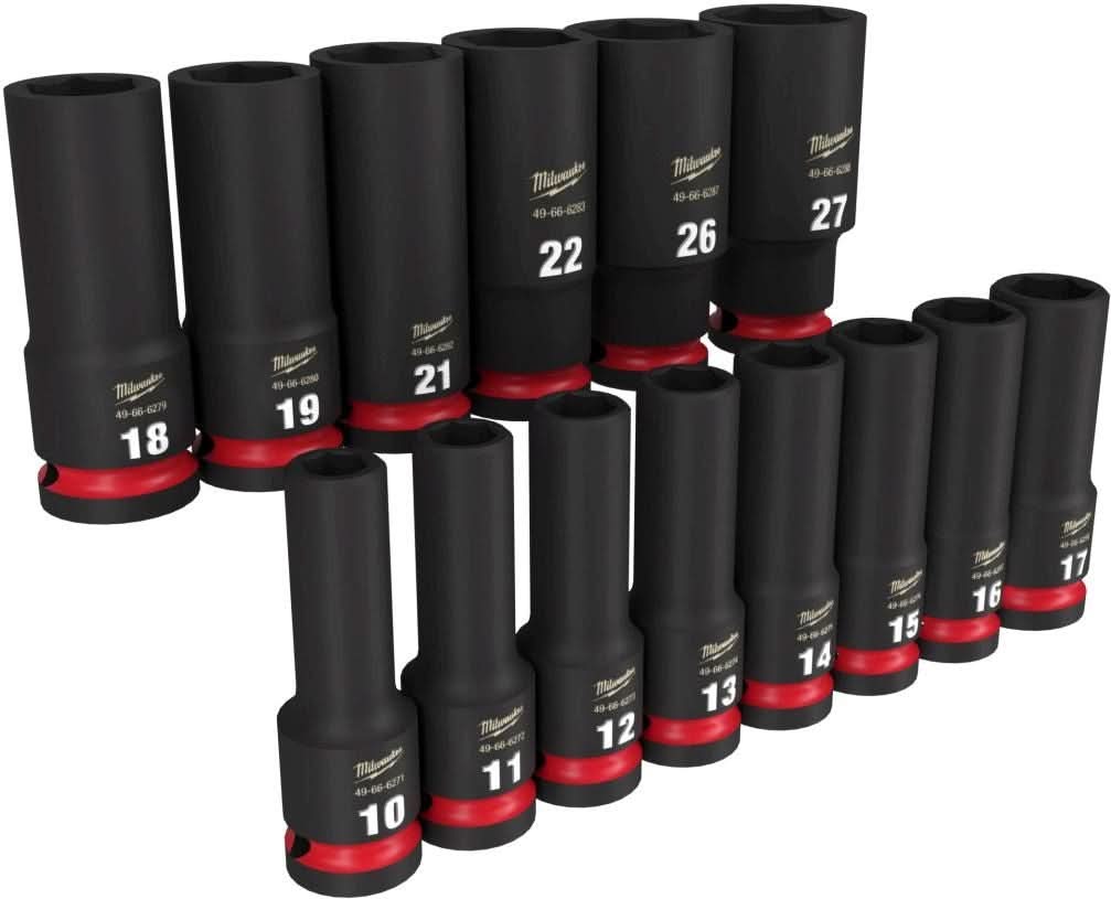 Milwaukee PROMO 49-66-7014 14-Piece SHOCKWAVE 1/2-Inch Drive Metric Deep 6-Point Impact Duty Socket Set (PROMO)