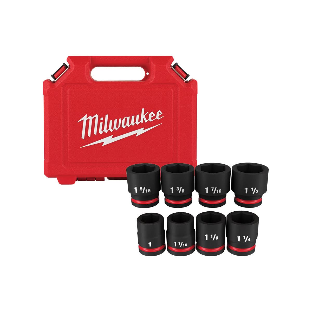 Milwaukee 49-66-7017 8-Piece SHOCKWAVE 3/4-Inch Drive SAE Standard 6-Point Impact Duty Socket Set