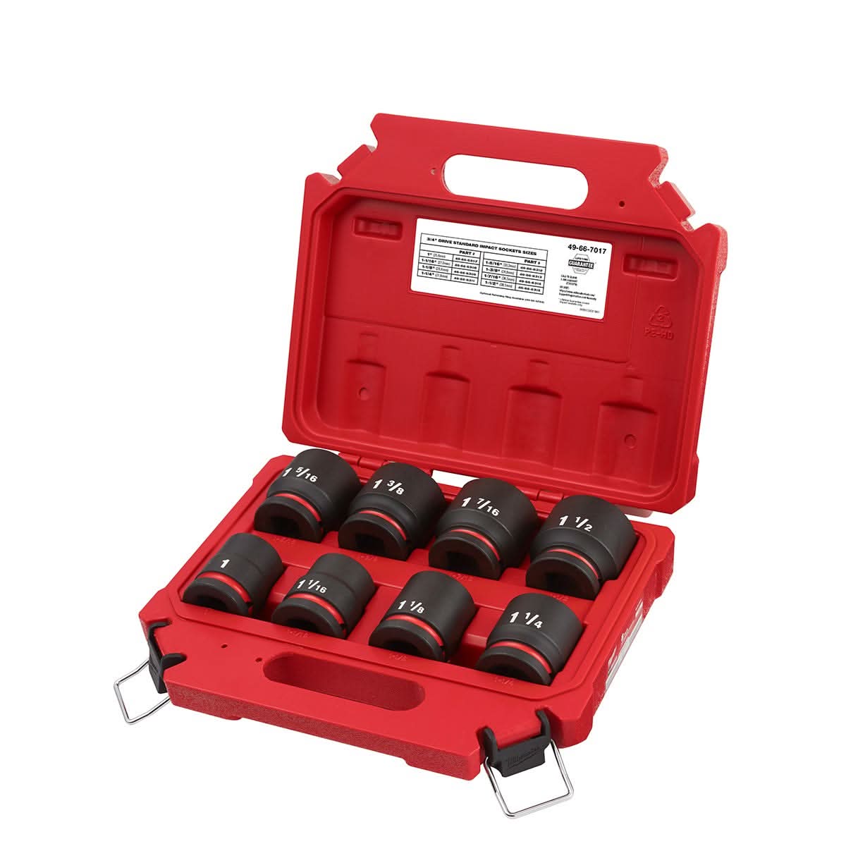 Milwaukee 49-66-7017 8-Piece SHOCKWAVE 3/4-Inch Drive SAE Standard 6-Point Impact Duty Socket Set