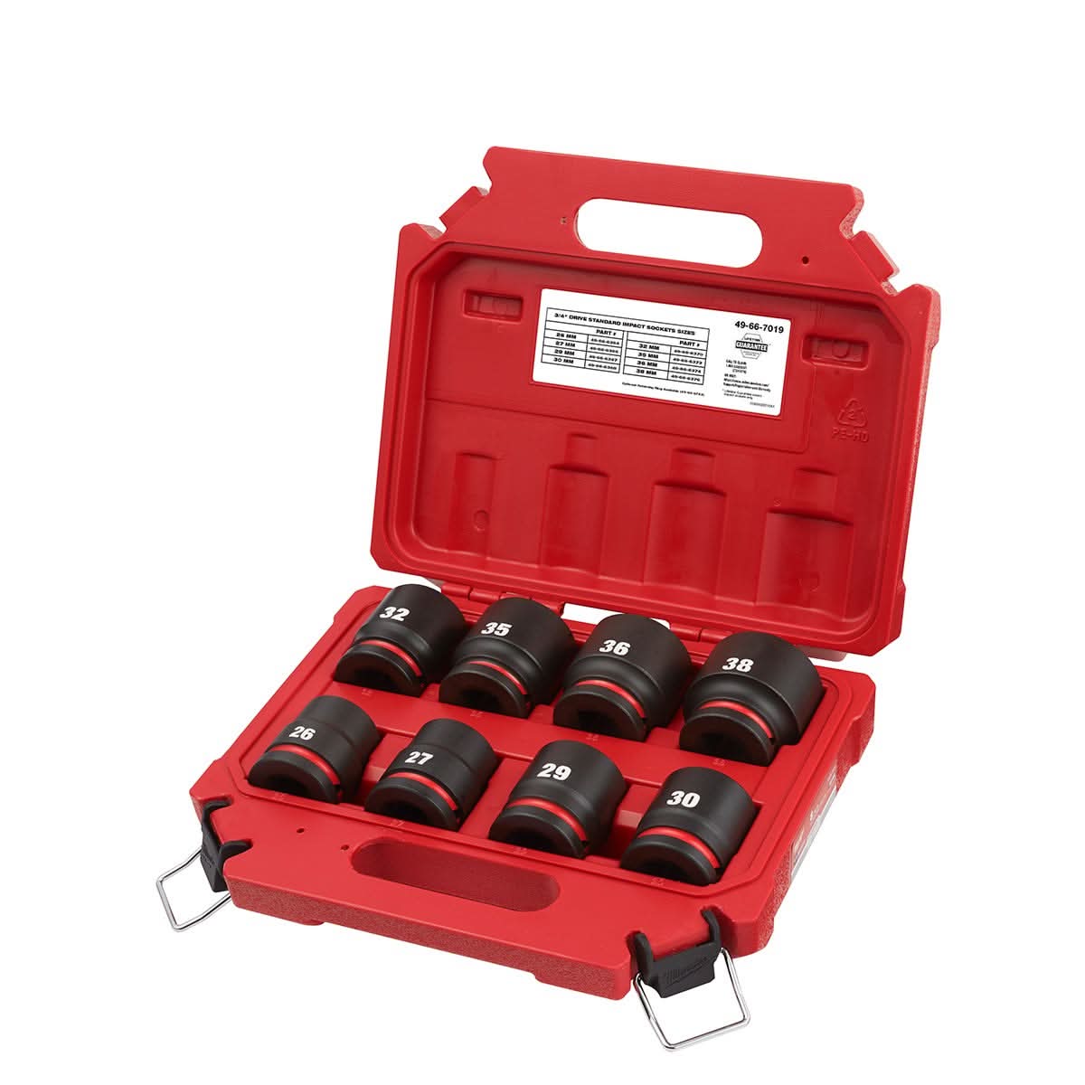 Milwaukee 49-66-7019 8-Piece SHOCKWAVE 3/4-Inch Drive Metric Standard 6-Point Impact Duty Socket Set