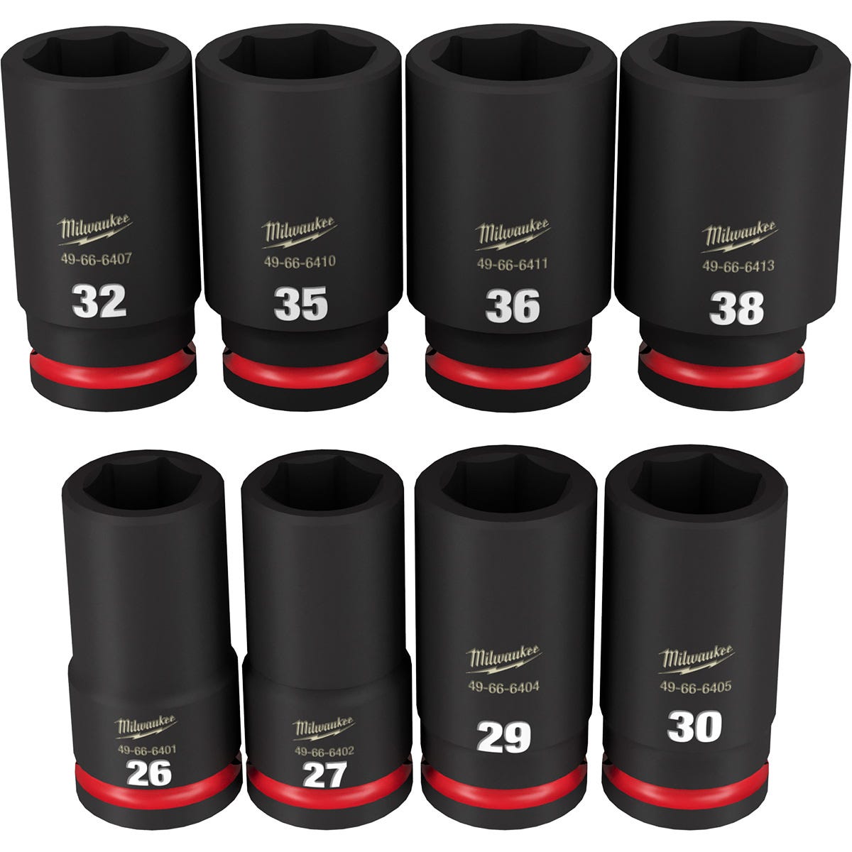 Milwaukee 49-66-7020 8-Piece SHOCKWAVE 3/4-Inch Drive Metric Deep 6-Point Impact Duty Socket Set