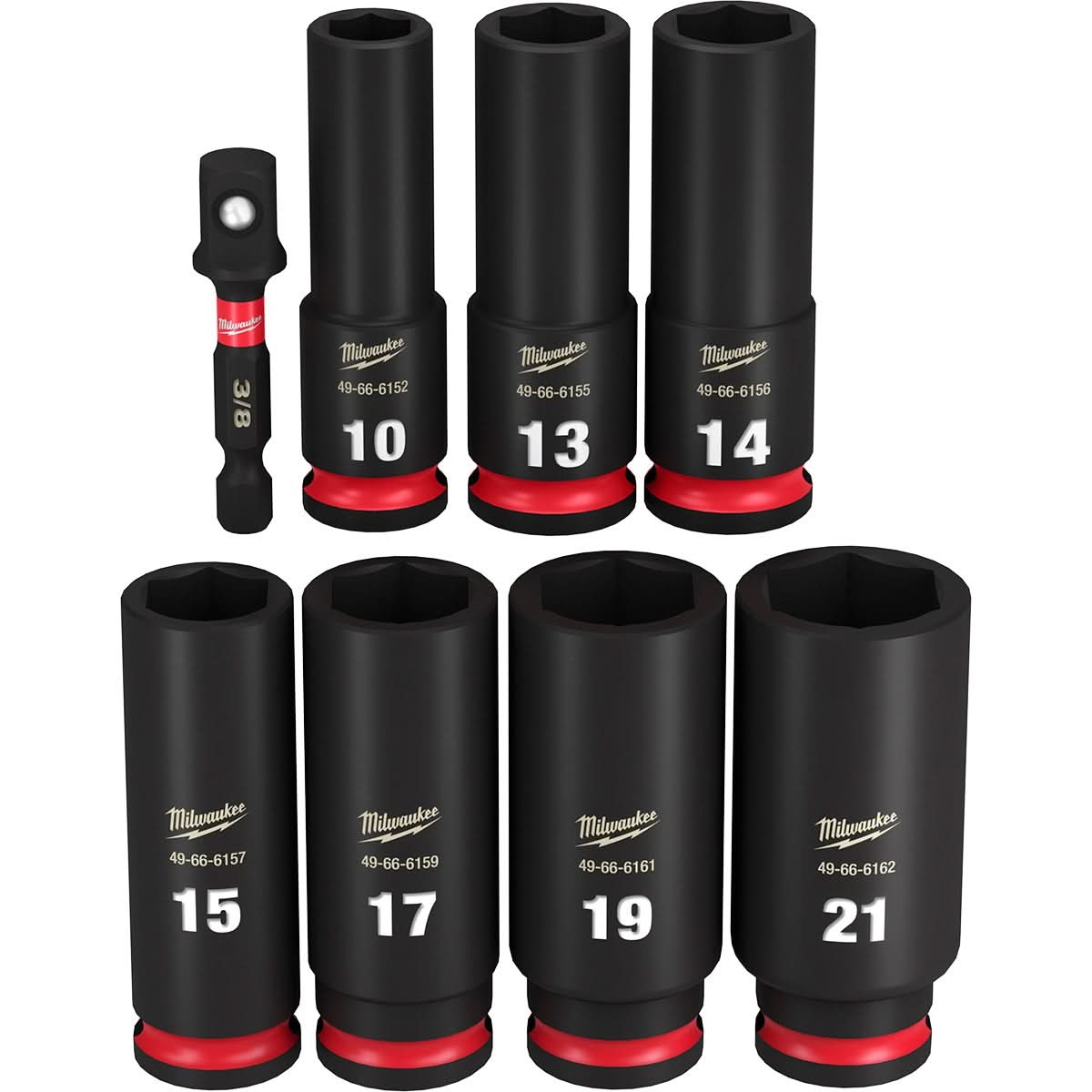 Milwaukee 49-66-7021 8-Piece SHOCKWAVE 3/8-Inch Drive Metric Deep 6-Point Impact Duty Socket Set