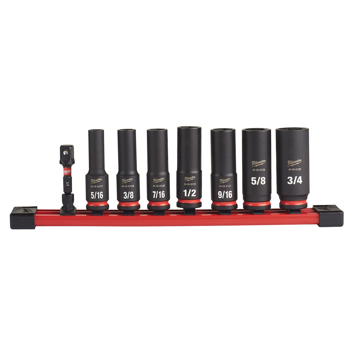 Milwaukee 49-66-7024 8-Piece SHOCKWAVE 3/8-Inch Drive SAE Deep 6-Point Impact Duty Socket Set
