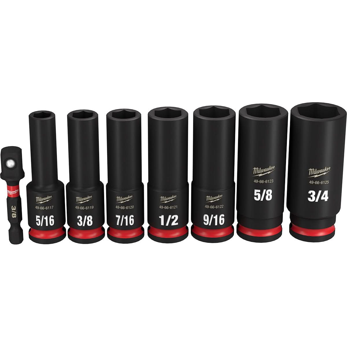 Milwaukee 49-66-7024 8-Piece SHOCKWAVE 3/8-Inch Drive SAE Deep 6