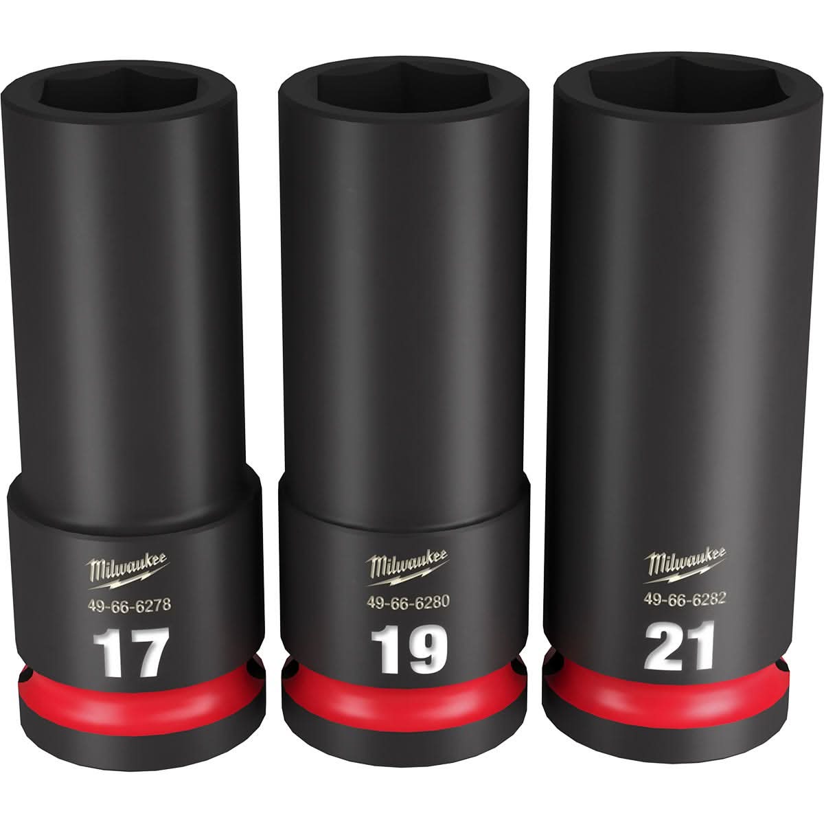 Milwaukee 49-66-7025 3-Piece SHOCKWAVE 1/2-Inch Drive Metric Deep 6-Point Impact Duty Socket Set