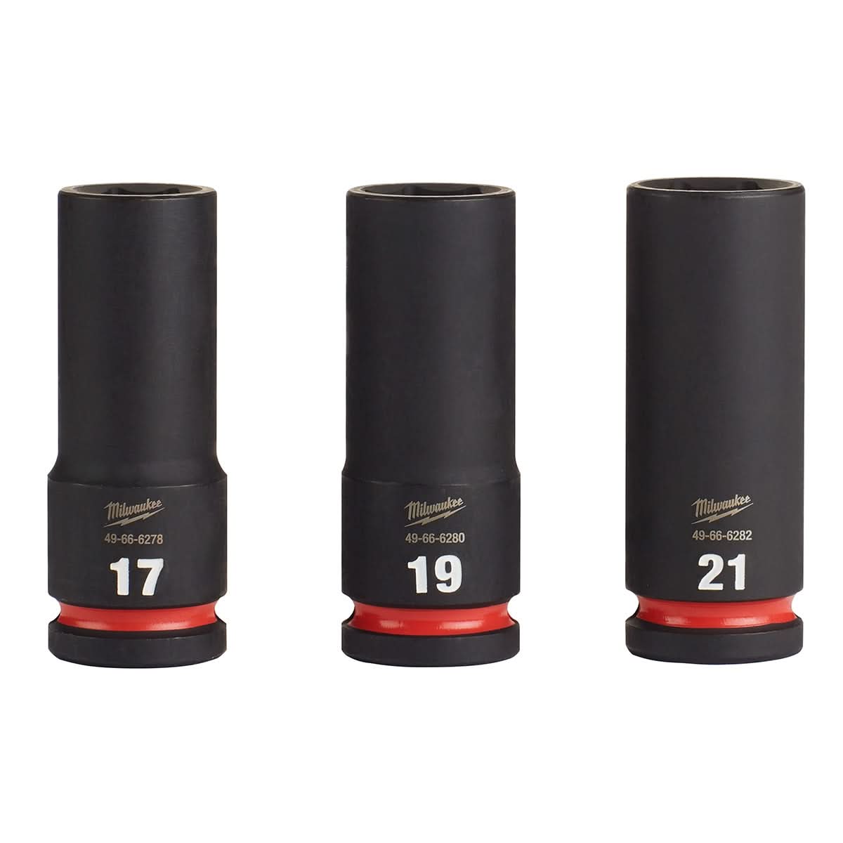 Milwaukee 49-66-7025 3-Piece SHOCKWAVE 1/2-Inch Drive Metric Deep 6-Point Impact Duty Socket Set