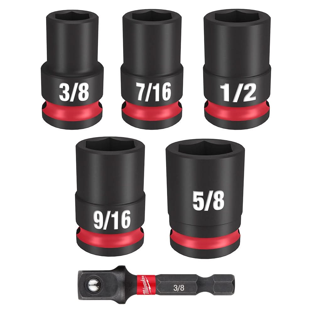 Milwaukee 49-66-7035 6PC SHOCKWAVE Impact Duty 3/8" Drive SAE Standard Socket Set