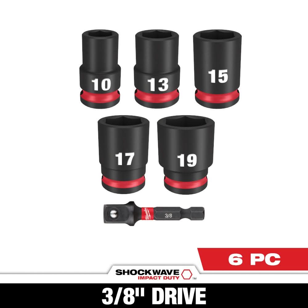 Milwaukee 49-66-7036 6PC SHOCKWAVE Impact Duty 3/8" Drive Metric Standard Socket Set