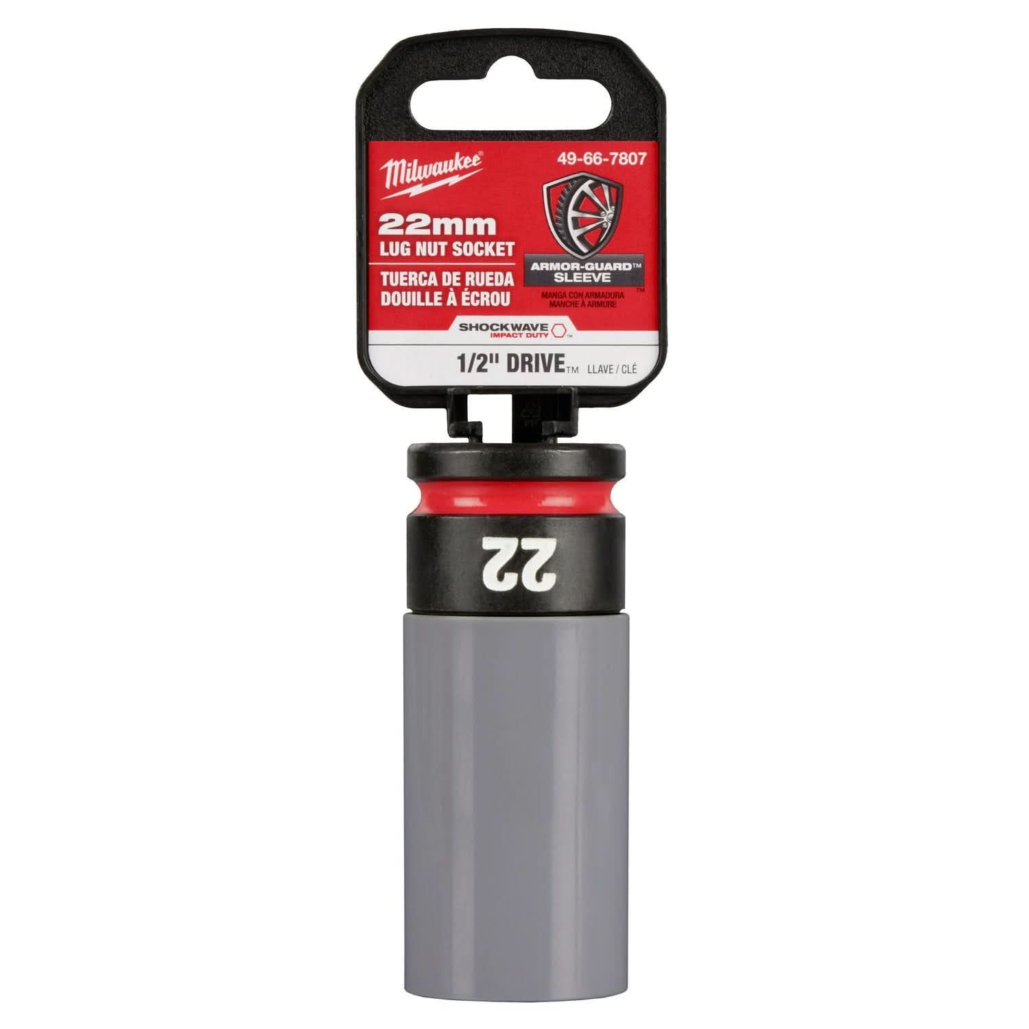 Milwaukee 49-66-7807 SHOCKWAVE Impact Duty 1/2 Drive 22MM Metric Lug Nut Wheel Socket