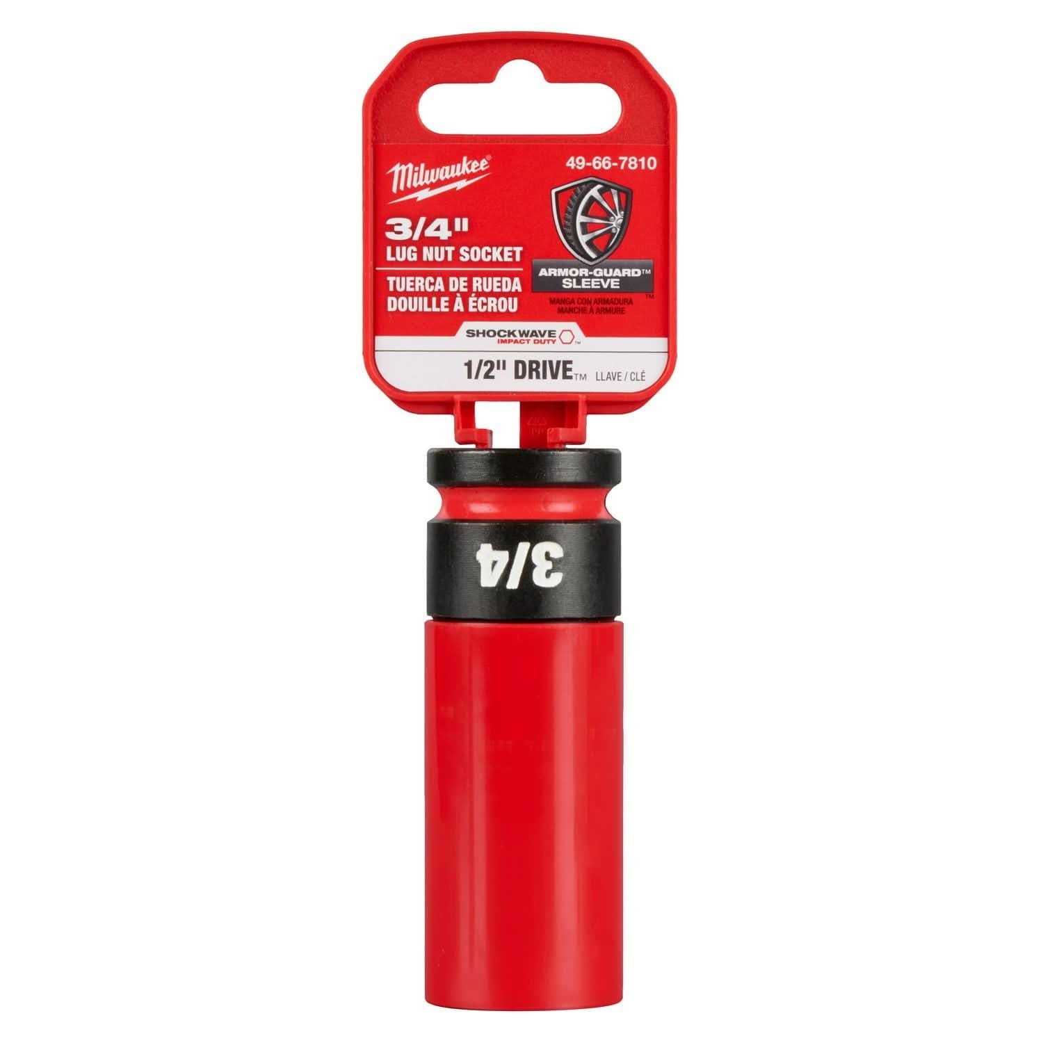 Milwaukee 49-66-7810 SHOCKWAVE Impact Duty 1/2 Drive 3/4" SAE Lug Nut Wheel Socket