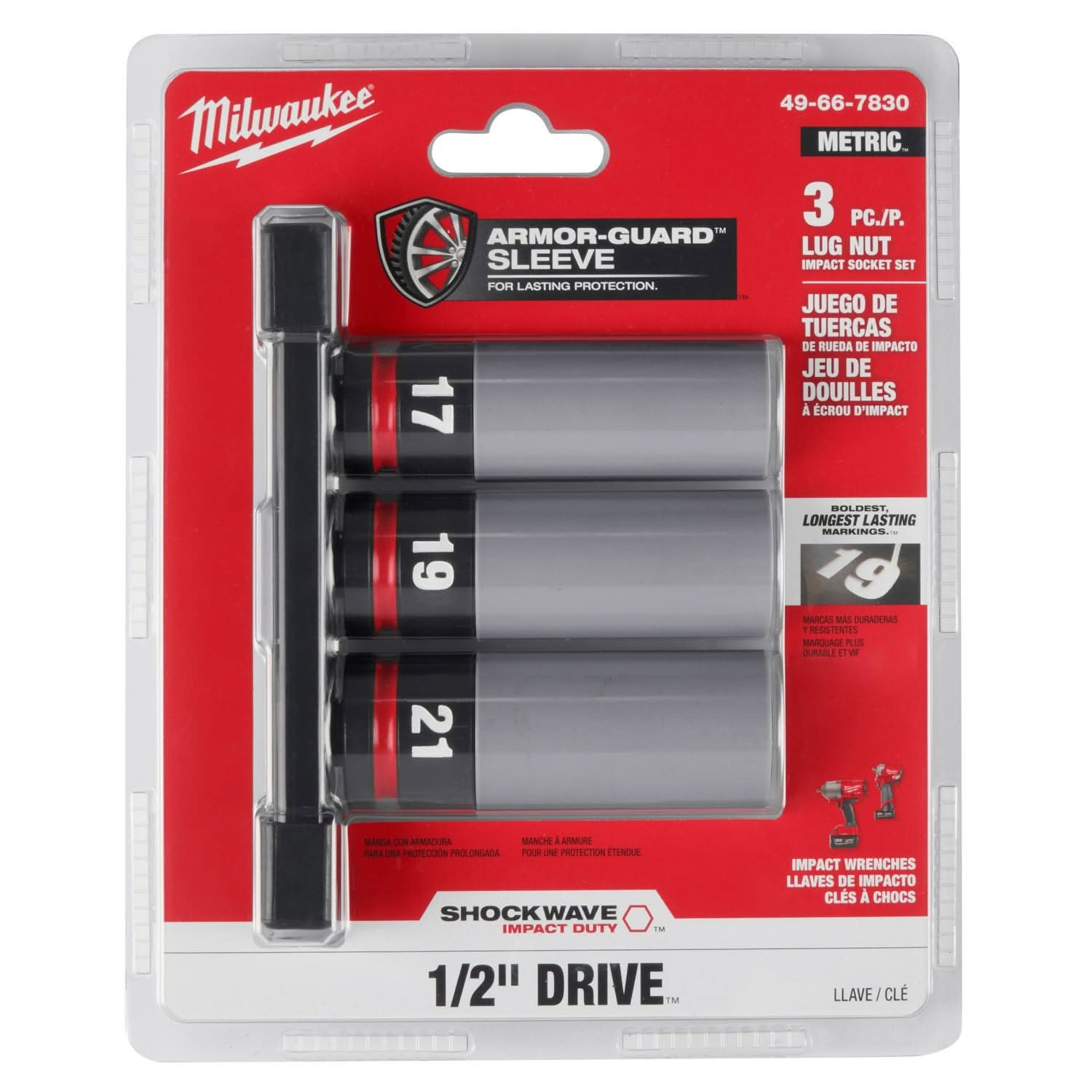 Milwaukee 49-66-7830 SHOCKWAVE Impact Duty 1/2 Drive Metric 3PC
