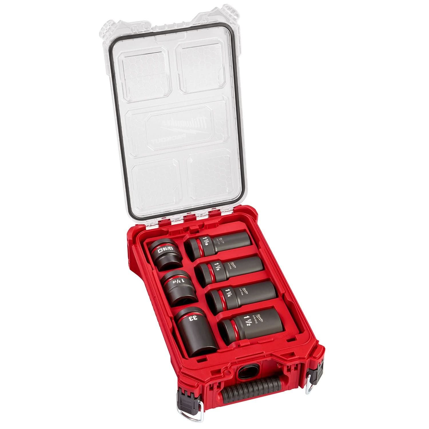 Milwaukee 49-66-7840 SHOCKWAVE Impact Duty 1" Drive 7PC MM & SAE Wheel Service Socket PACKOUT Set