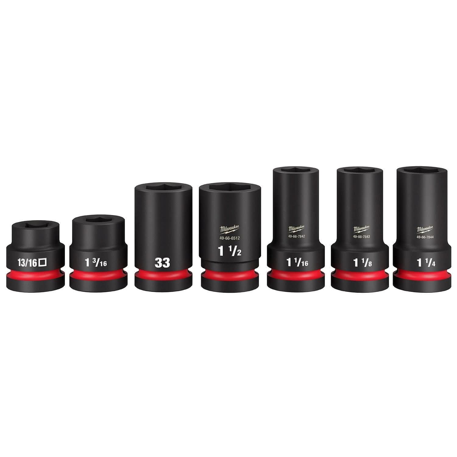 Milwaukee 49-66-7840 SHOCKWAVE Impact Duty 1" Drive 7PC MM & SAE Wheel Service Socket PACKOUT Set