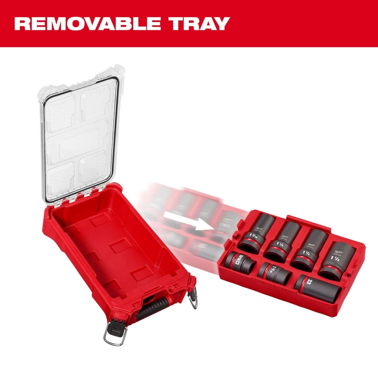Milwaukee 49-66-7840 SHOCKWAVE Impact Duty 1" Drive 7PC MM & SAE Wheel Service Socket PACKOUT Set