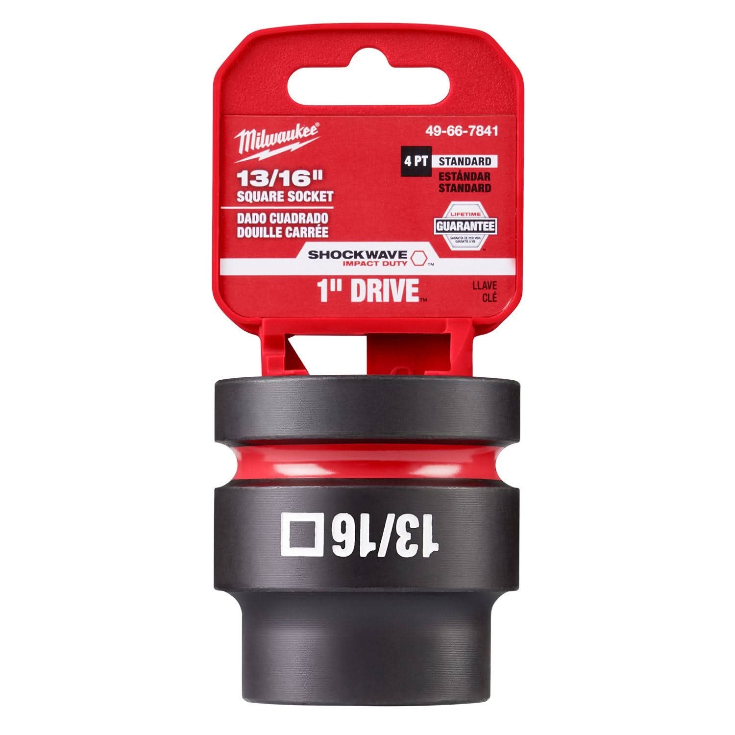 Milwaukee 49-66-7841 SHOCKWAVE Impact Duty 1" Drive 13/16" Standard 4 Point Square Socket