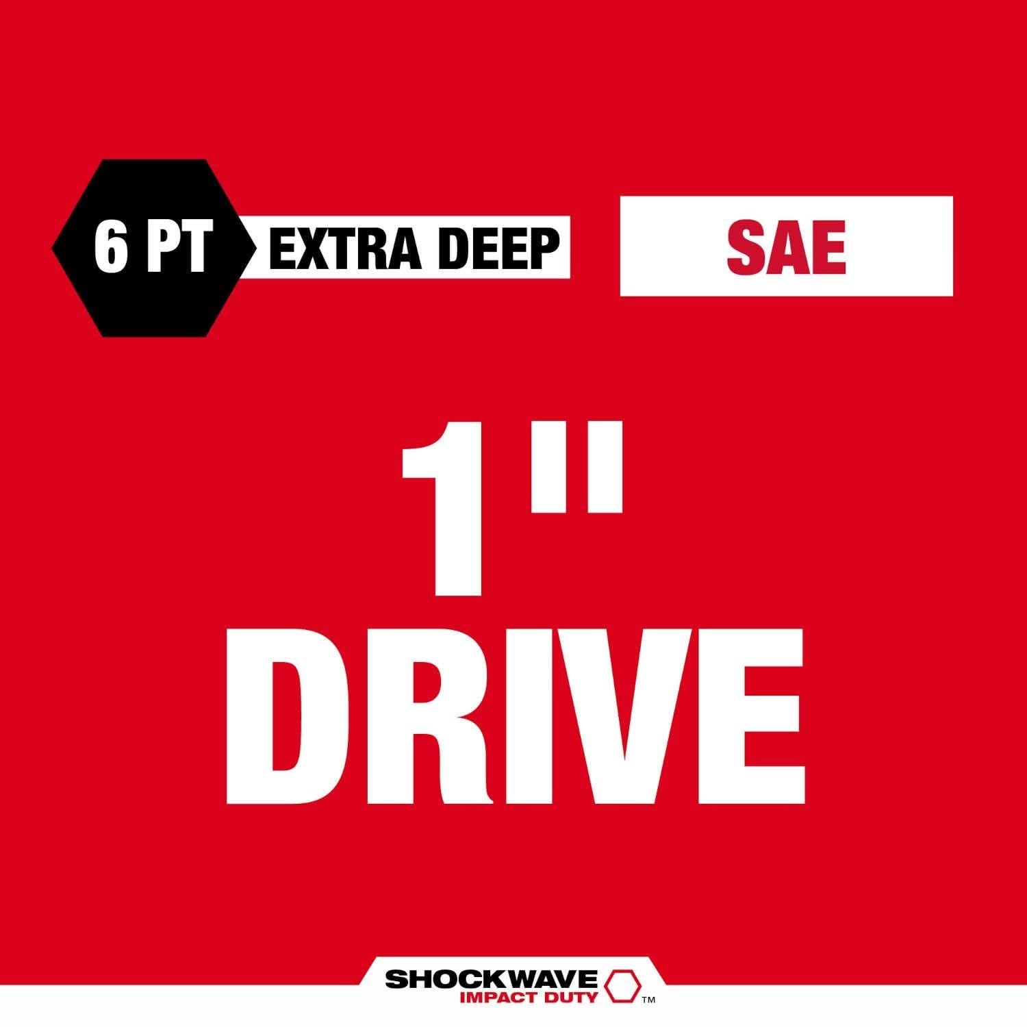 Milwaukee 49-66-7842 SHOCKWAVE Impact Duty 1" Drive 1-1/16" Thin Wall Extra Deep 6 Point Socket