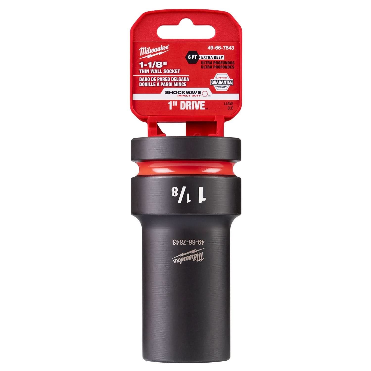 Milwaukee 49-66-7843 SHOCKWAVE Impact Duty 1" Drive 1-1/8" Thin Wall Extra Deep 6 Point Socket