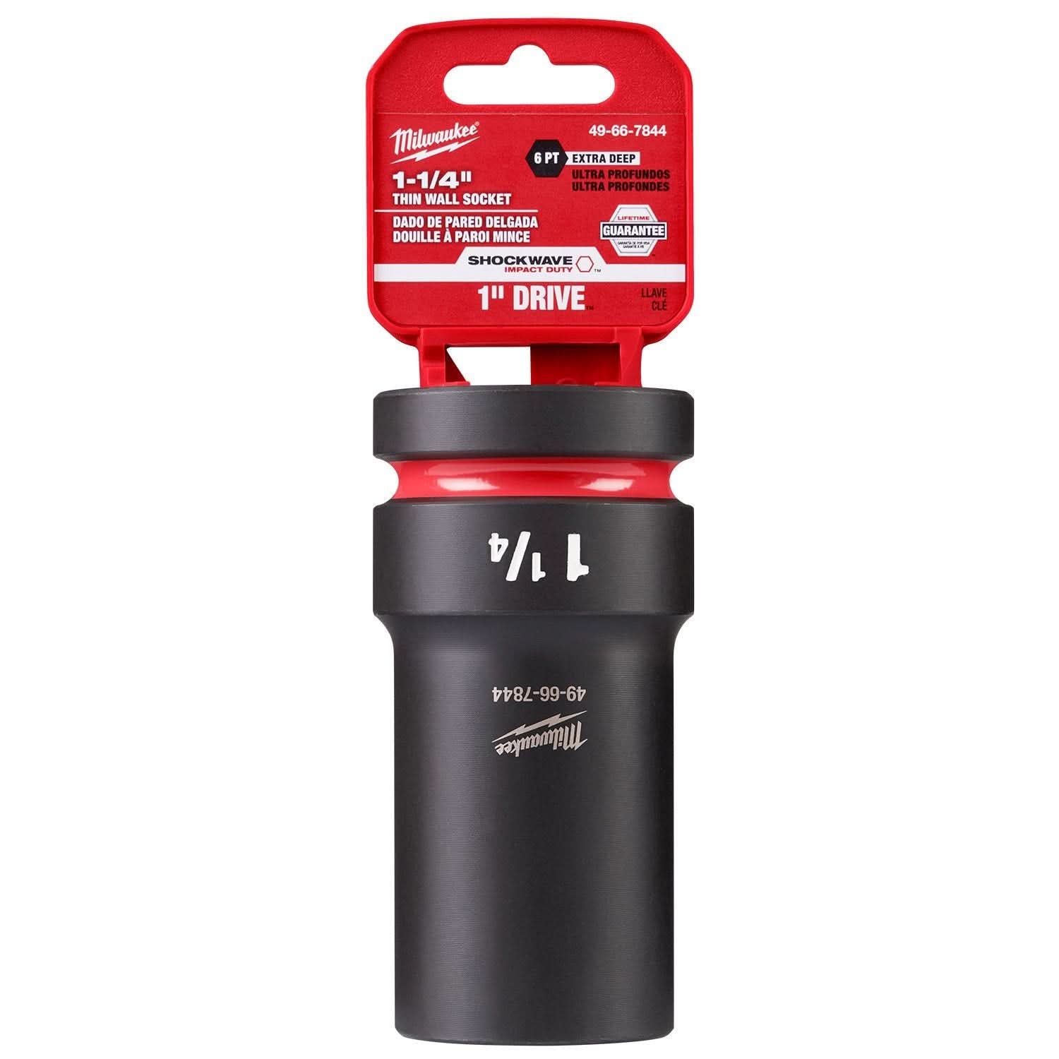 Milwaukee 49-66-7844 SHOCKWAVE Impact Duty 1" Drive 1-1/4" Thin Wall Extra Deep 6 Point Socket