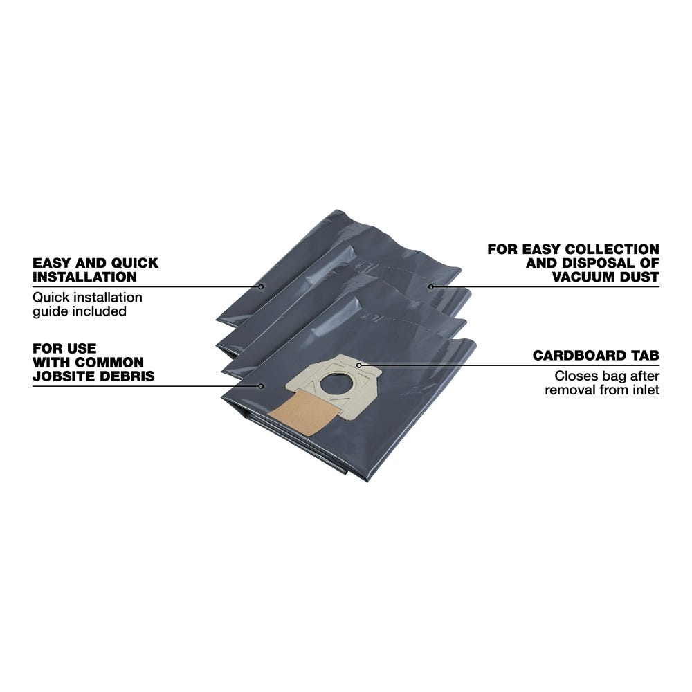 Milwaukee 49-90-1954 Plastic Dust Bags for 8960-20 Vac, 5-Pack