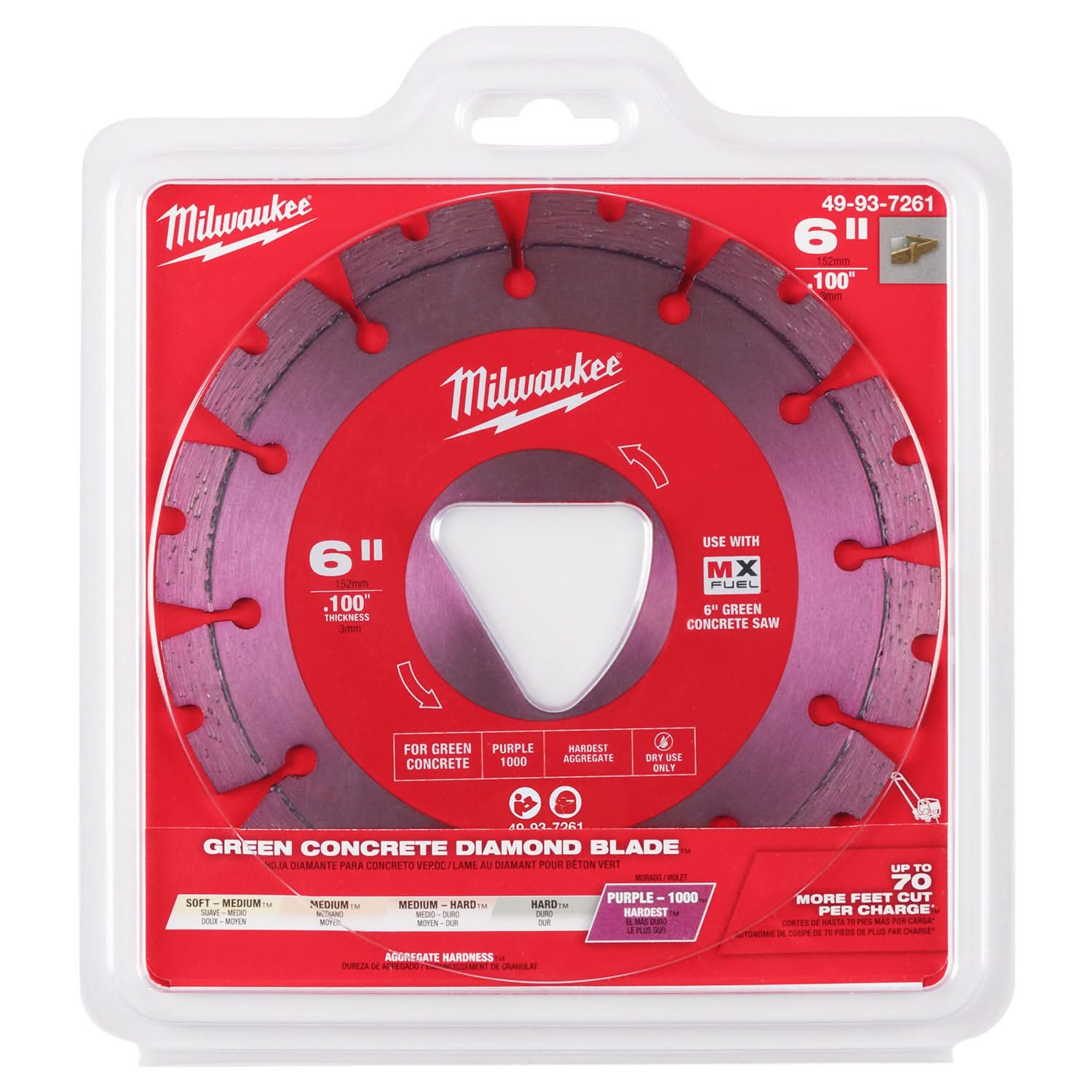 Milwaukee 49-93-7261 Purple 6 in. x .100 in. Diamond Blade for Green Concrete