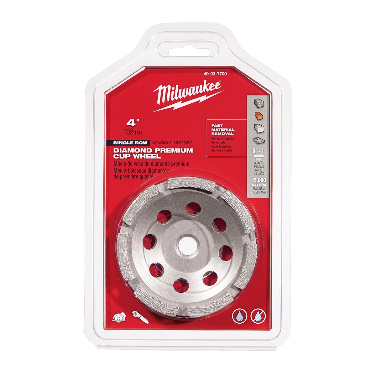 Milwaukee 49-93-7700 4" Single Row Diamond Cup Wheel