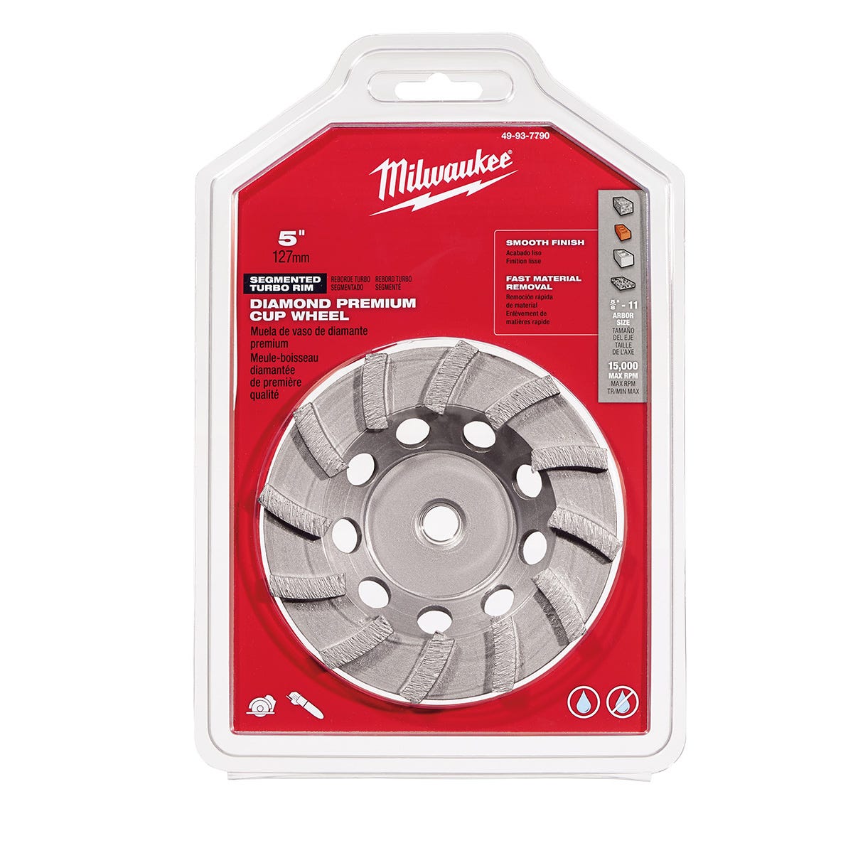 Milwaukee 49-93-7790 5" DIAMOND MAX Turbo Diamond Cup Wheel - 18 Segment