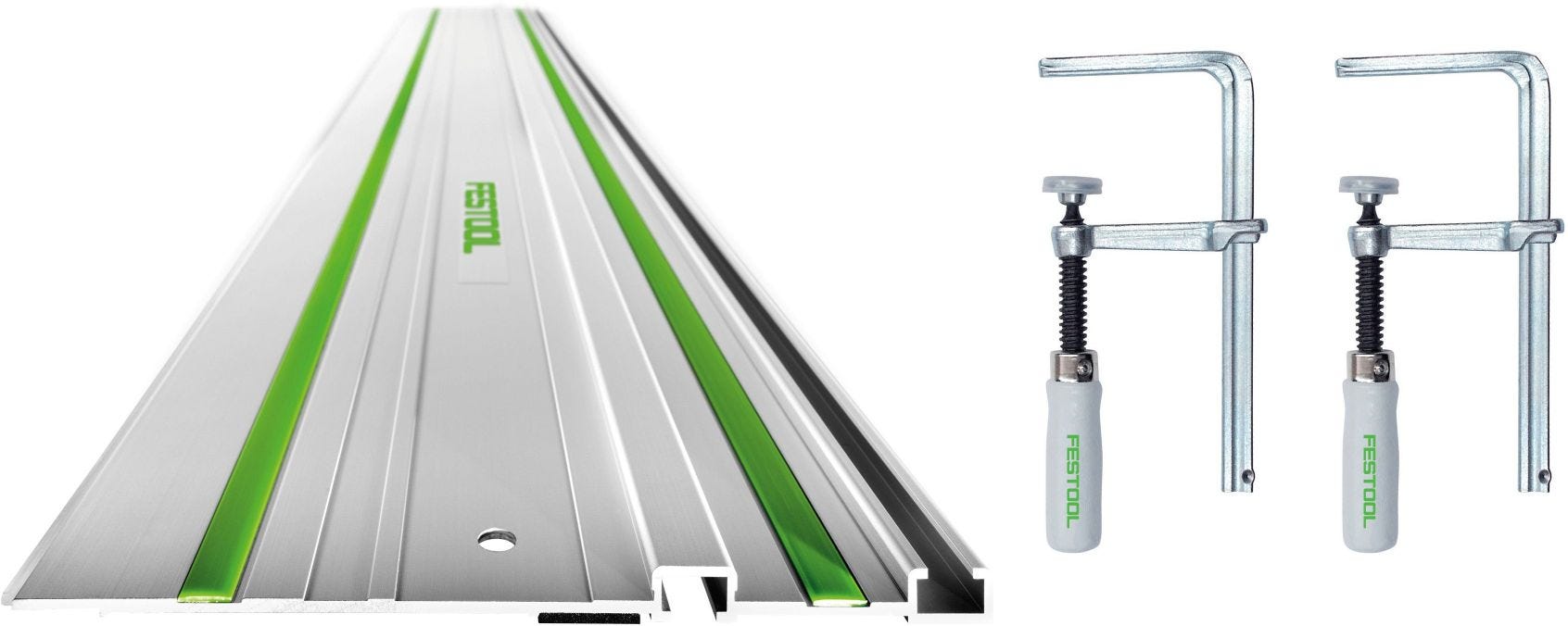 Festool 491498 FS 1400 55" Guide Rail with Two 4-11/16-in Screw Clamps