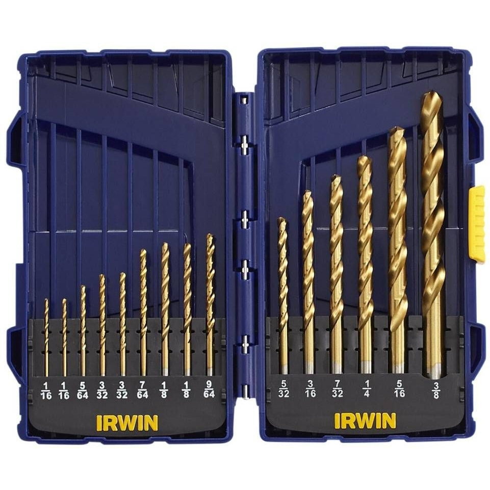 Irwin 4935607 Titanium Nitride Coating Metal Drilling 15 Piece Set