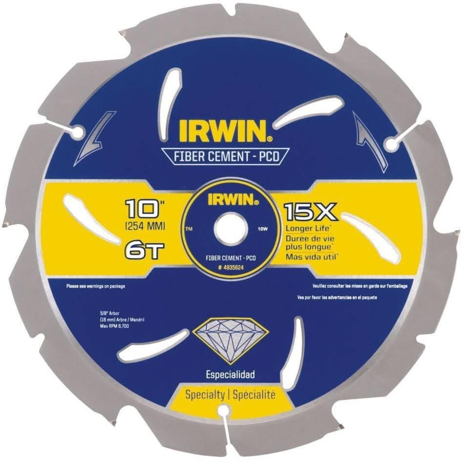 Irwin 4935624 PCD Fiber Cement Blade 10 in. 6T
