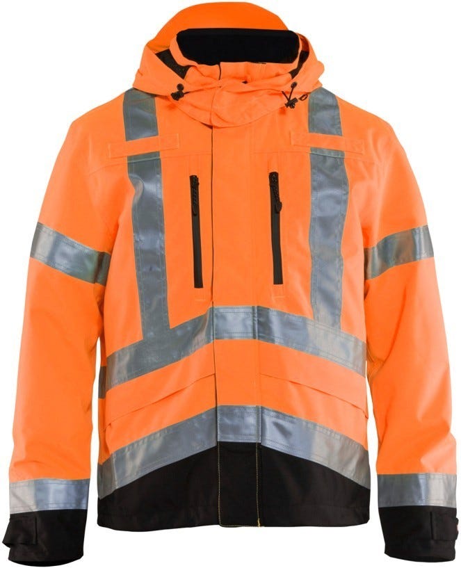 Blaklader 49371977 Hi-Vis Shell Jacket, High-Visibility Orange / Black