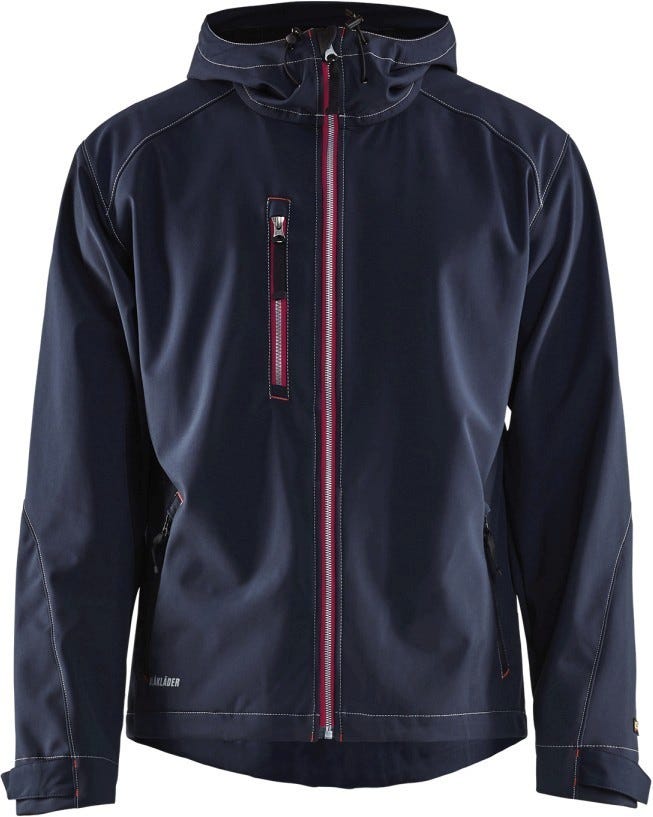 Blaklader 49392517 Pro Softshell Jacket, Dark Navy / Red