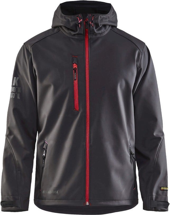 Blaklader 49392517 Pro Softshell Jacket, Dark Grey / Red
