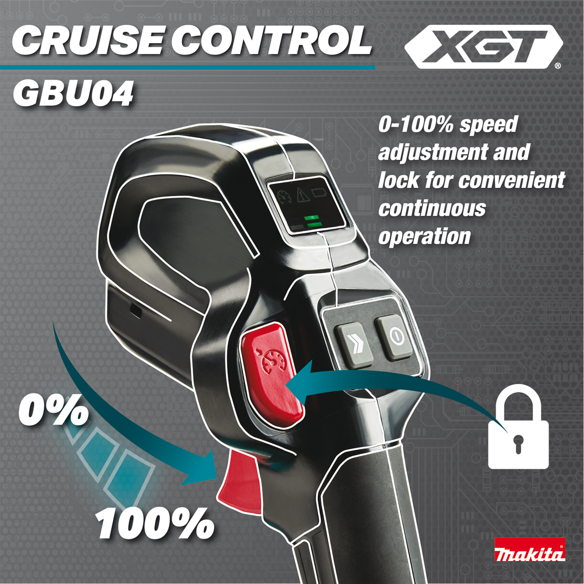 Makita 40V max XGT Brushless Backpack Blower (GBU04Z) - feature highlights 40