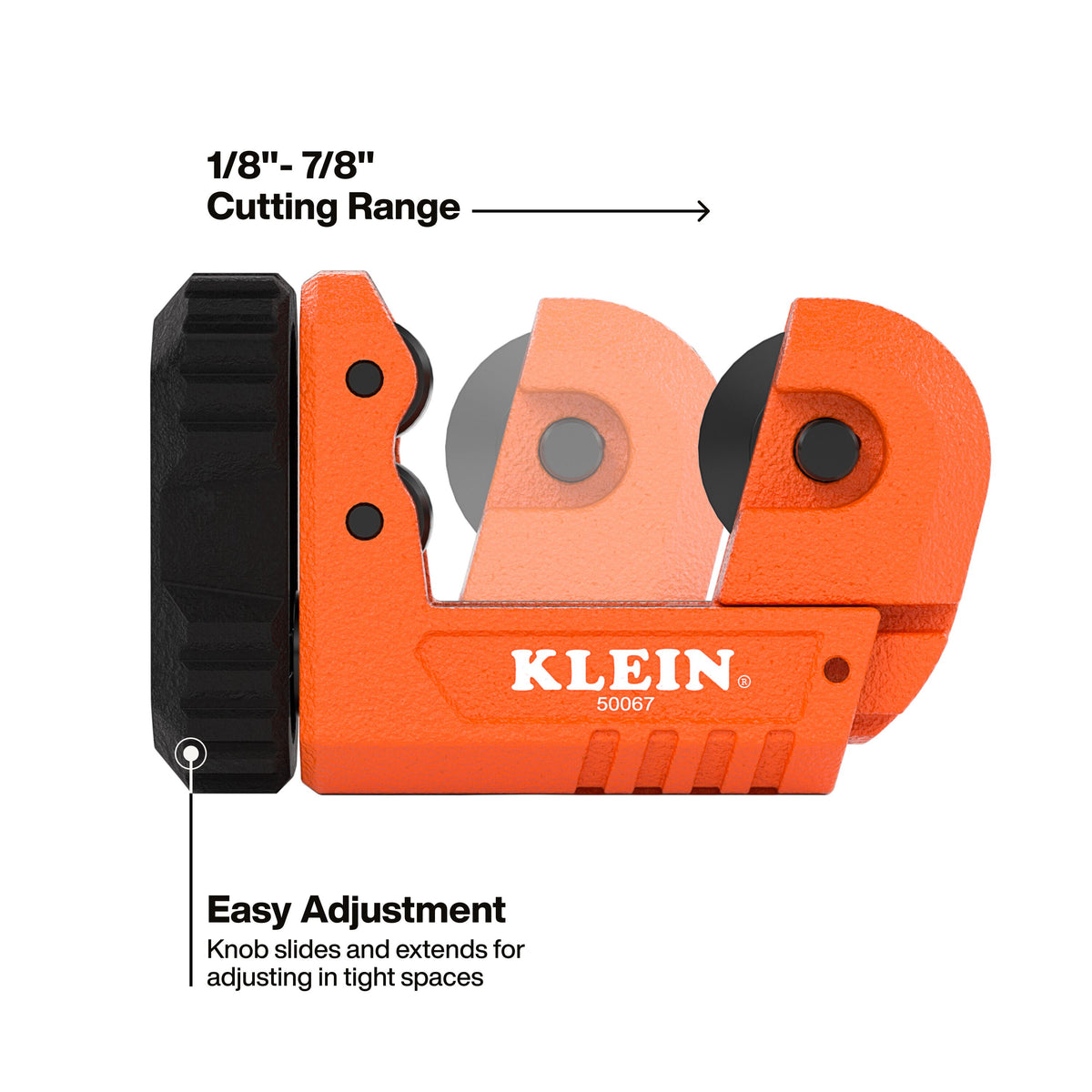 Klein Tools 50067 tubing cutter push-pin tool-free blade replacement