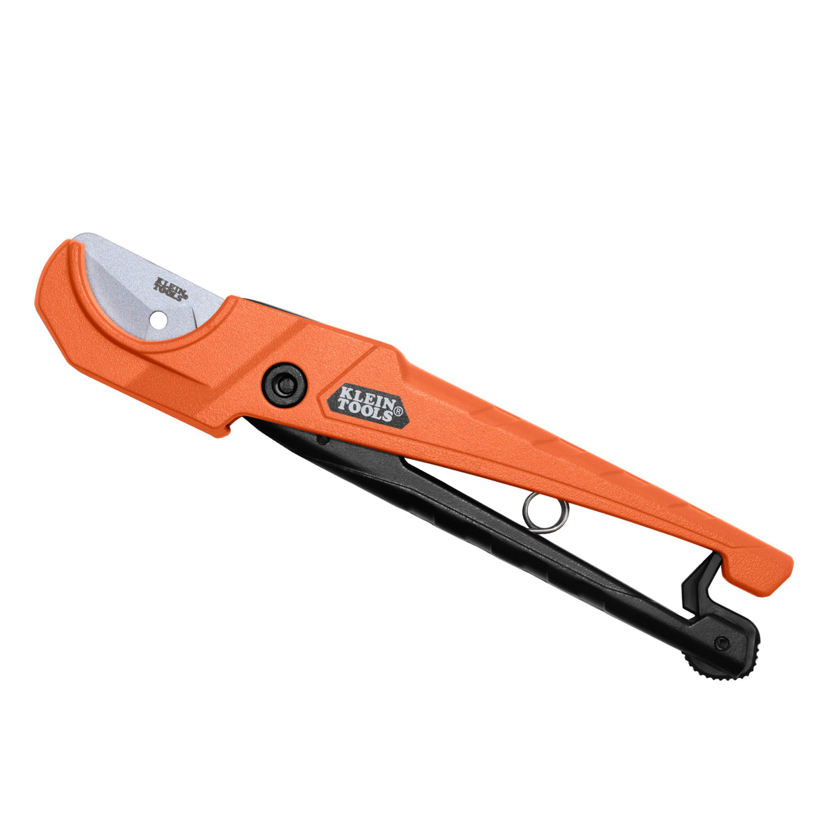 Klein Tools 50072 1-1/4-inch compact PEX pipe and tubing cutter with orange diecast aluminum handles