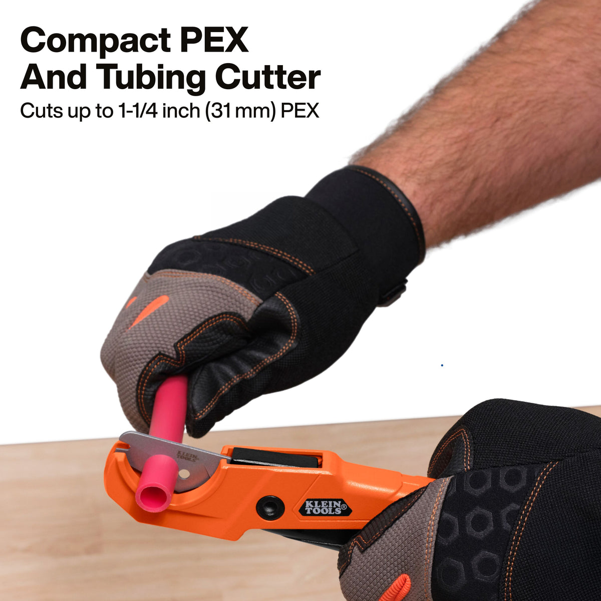 Klein Tools 50072 compact PEX cutter cutting PEX pipe up to 1-1/4 inch