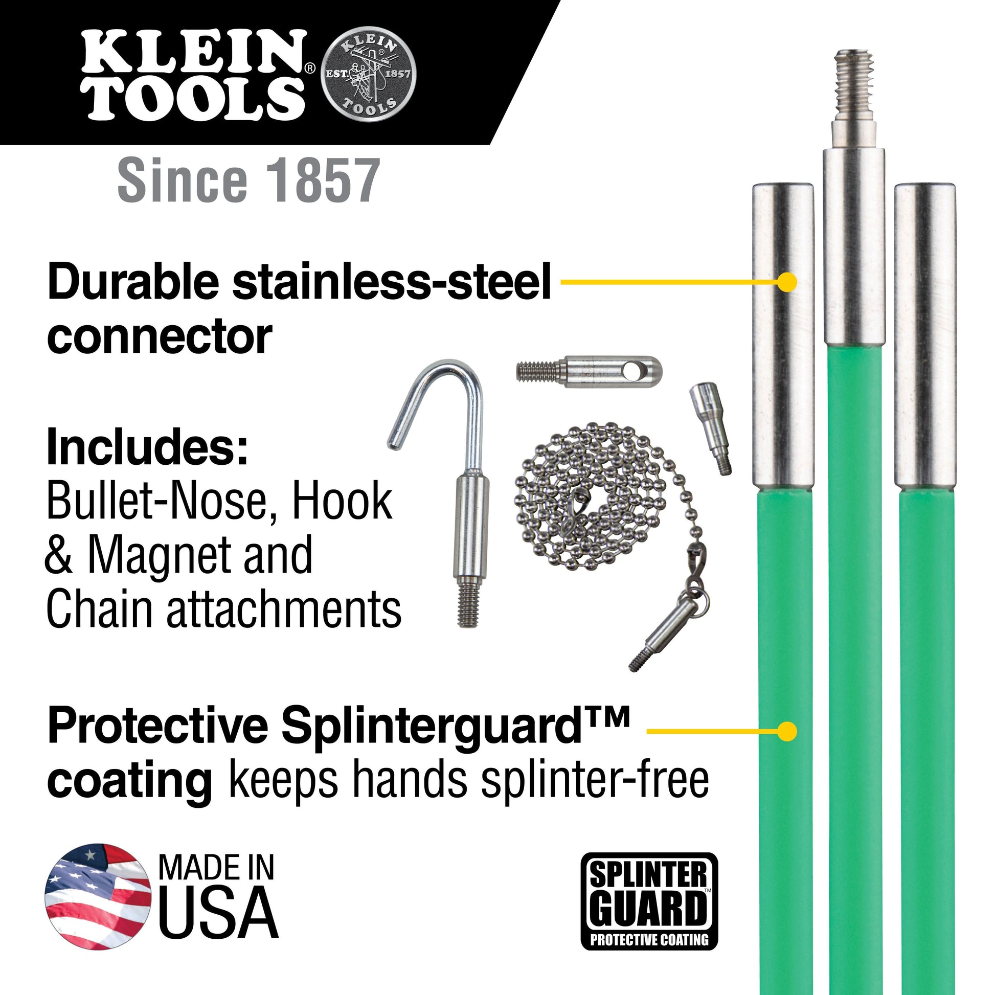 Klein Tools 25 ft. Multi Flex Glow Rod Set with Folding Jab Saw and Solid/Stranded Copper Wire Stripper