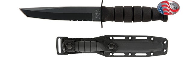 Ka-Bar 5055 Short Black Tanto, Serrated