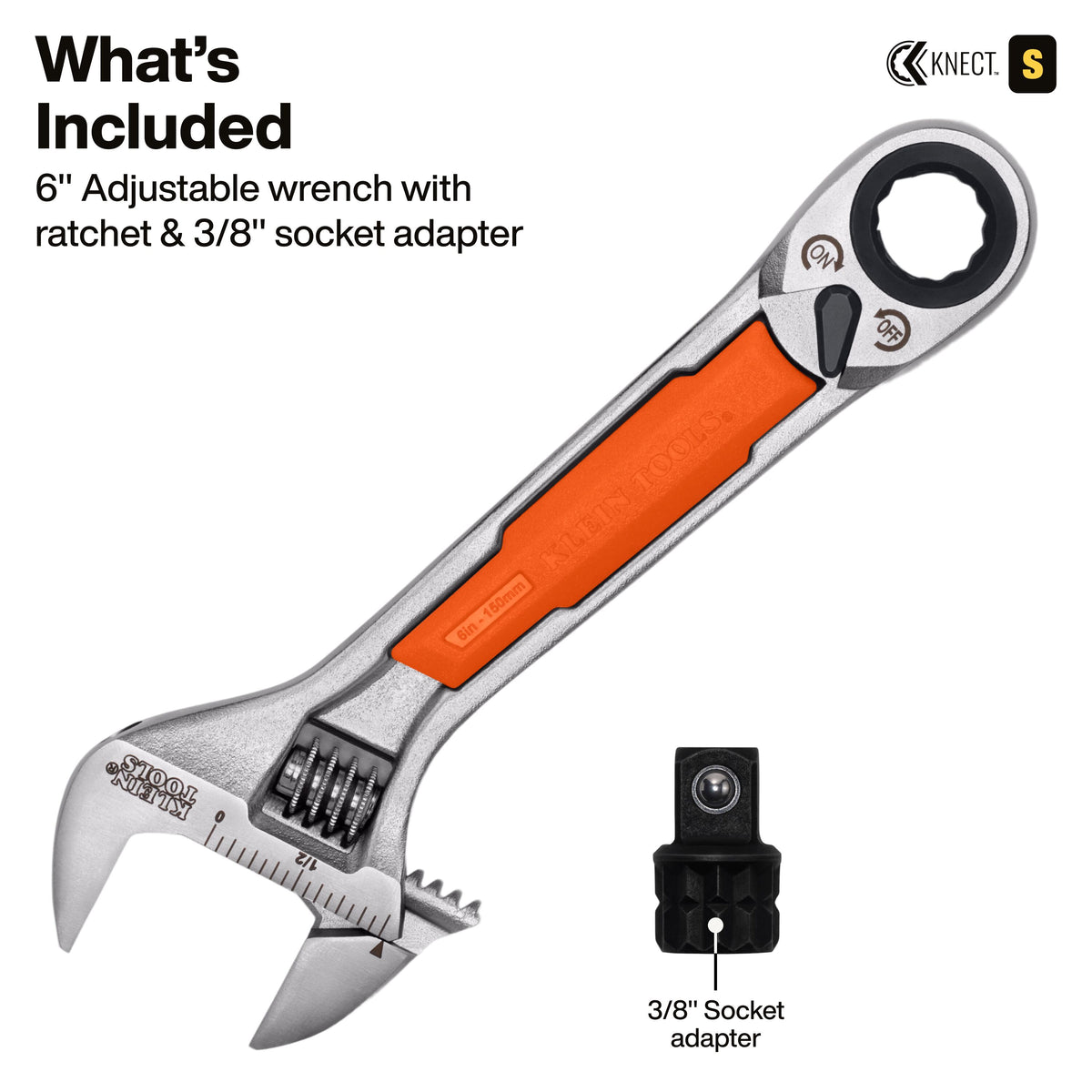 Klein Tools 5076RT 2-in-1 adjustable wrench and pass-through ratcheting wrench