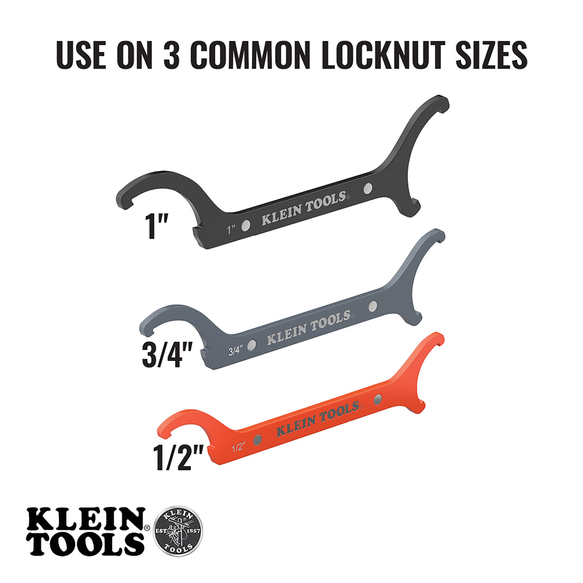 Klein Straight Locknut Wrench Set, 3 Pieces (50901R) feature detail